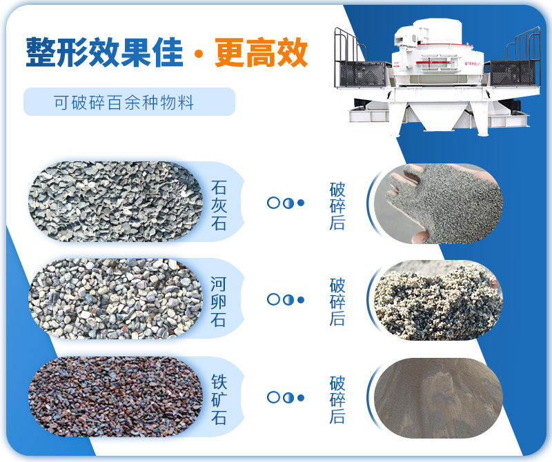制砂機成品粒度多樣化，各種石料都不怕